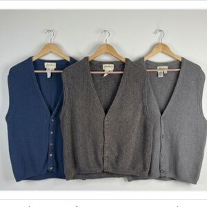 Vintage Eddie Bauer Sweater Vest Lot of 3 Size L Made in USA Grandpa Heritage